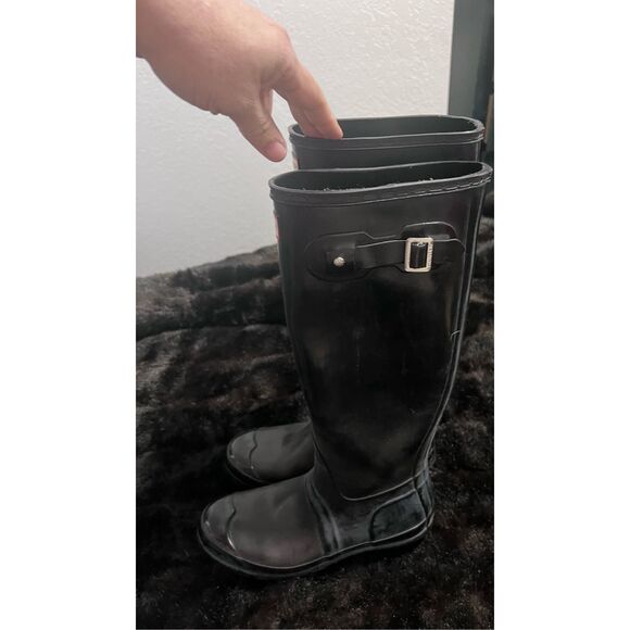 Hunter Gloss Tall Black Rubber Rain Boots Women’s Size 8 - Picture 1 of 8